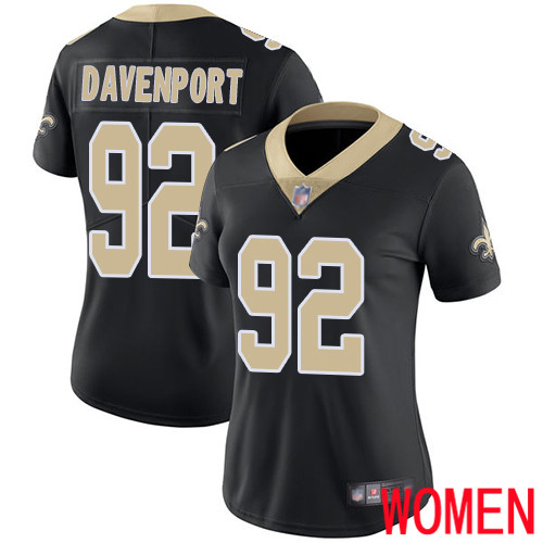 New Orleans Saints Limited Black Women Marcus Davenport Home Jersey NFL Football #92 Vapor Untouchable Jersey